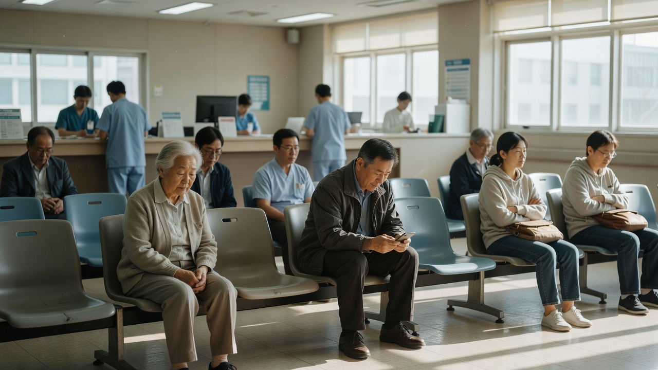 향남읍 병원 대기실에서 기다리는 환자들