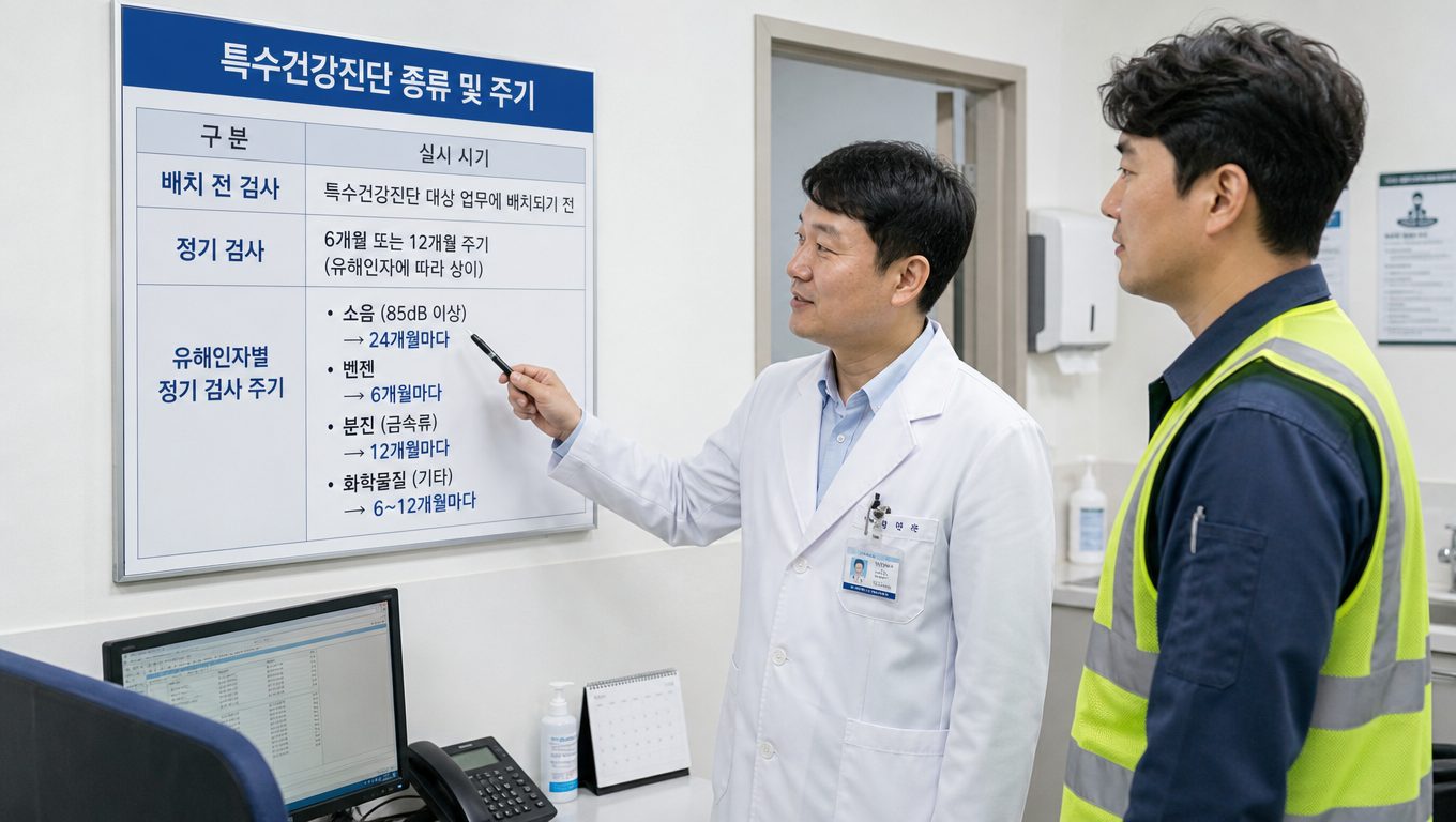 특수건강진단 대상자와 종류별 주기