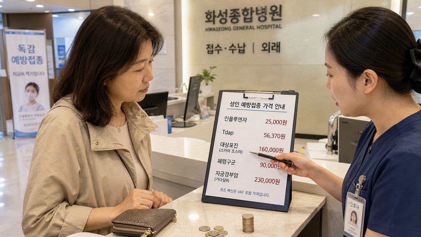 화성 병원 성인 예방접종 종류와 비용