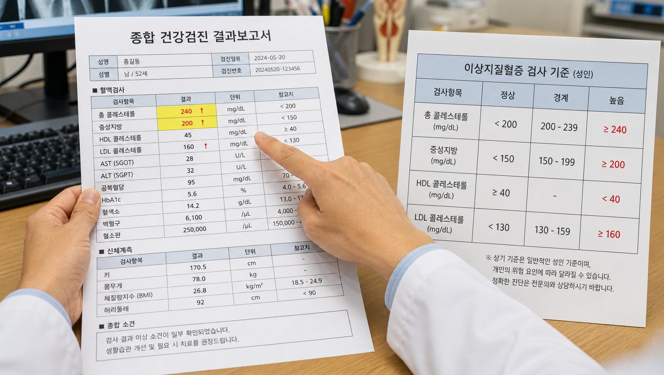 종합 건강검진 콜레스테롤·중성지방 수치 결과 해석