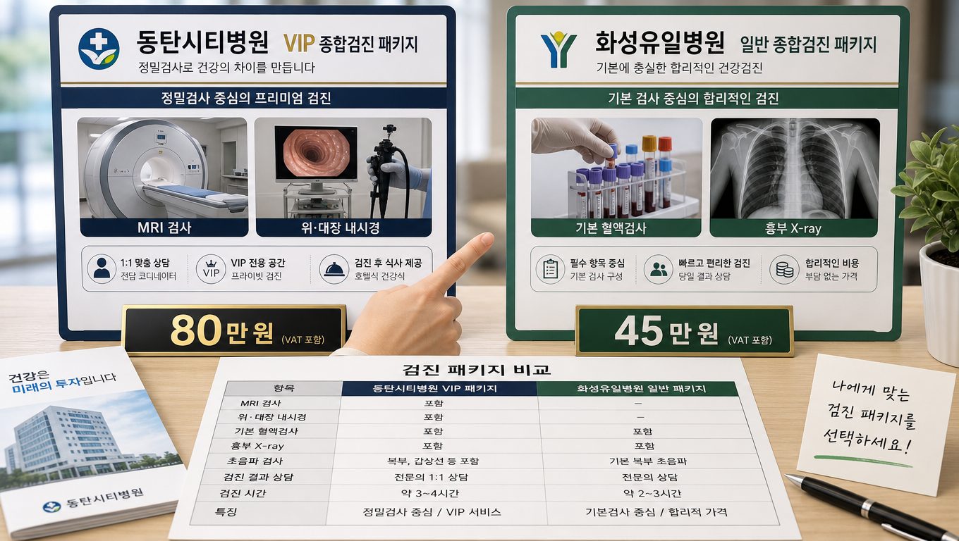 화성 건강검진센터 종합 건강검진 비용 비교